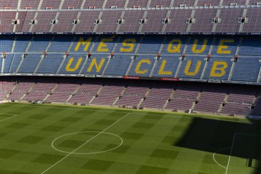 Barcelona, İspanya - 12 Ocak 2018: stadyum standları ve kapalı alanlarda, Camp Nou Barcelona İspanya İç 
