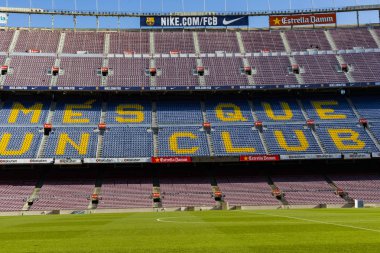 Barcelona, İspanya - 12 Ocak 2018: stadyum standları ve kapalı alanlarda, Camp Nou Barcelona İspanya İç 