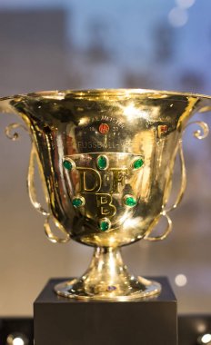 Münih, Almanya - 25 Kasım 2018: Başarıları Müzesi futbol kulübü Munich Bavyera Allianz Arena topraklarında bulunan.