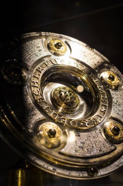 Münih, Almanya - 25 Kasım 2018: Başarıları Müzesi futbol kulübü Munich Bavyera Allianz Arena topraklarında bulunan.