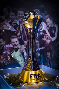 Münih, Almanya - 25 Kasım 2018: Başarıları Müzesi futbol kulübü Munich Bavyera Allianz Arena topraklarında bulunan.