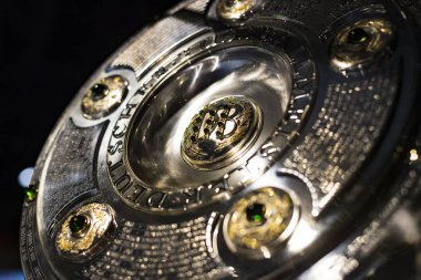 Münih, Almanya - 25 Kasım 2018: Başarıları Müzesi futbol kulübü Munich Bavyera Allianz Arena topraklarında bulunan. 