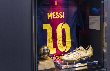 Münih, Almanya - 25 Kasım 2018: Başarıları Müzesi futbol kulübü Munich Bavyera Allianz Arena topraklarında bulunan. 