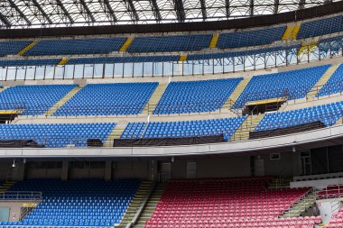 7 Haziran 2018, Milan, İtalya: öğeleri iç Stadyumu futbol takımları Inter ve Milan şehir San Siro. 