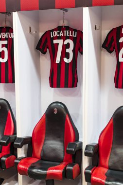 7 Haziran 2018, Milan, İtalya: öğeleri iç Stadyumu futbol takımları Inter ve Milan şehir San Siro. 