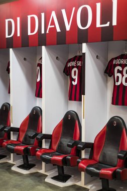 7 Haziran 2018, Milan, İtalya: öğeleri iç Stadyumu futbol takımları Inter ve Milan şehir San Siro. 