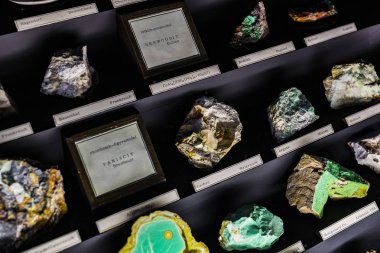 3 Eylül 2018, Viyana, Avusturya: koleksiyonu kristal taşlar ve metaller Doğal Tarih Müzesi, Viyana. 