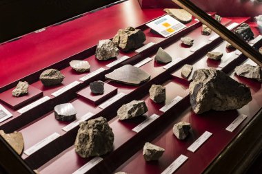 3 SEPTEMBER 2018, VIENNA, AUSTRIA: Collection of meteorites is represented Museum of Natural History, Vienna.  clipart