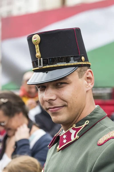 Будапешт Серпня 2017 Святковий Виступ Солдатів Угорської Армії Біля Входу — стокове фото