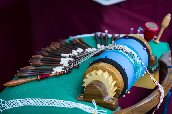 Herramienta Telar Vintage Para Tejer Encaje Artesanal Tradicional Femenino — Foto de Stock