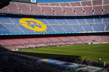 Barcelona, İspanya - 12 Ocak 2018: stadyum standları ve kapalı alanlarda, Camp Nou Barcelona İspanya İç 