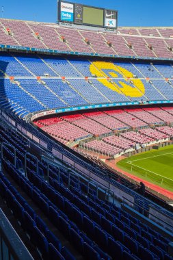 Barcelona, İspanya - 12 Ocak 2018: stadyum standları ve kapalı alanlarda, Camp Nou Barcelona İspanya İç 