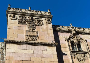 Barcelona, İspanya - 13 Ocak 2018: mimari karmaşık Poble Espanyol ülkenin geleneksel mimarisinin. Barselona'da düzenlenen bir uluslararası sergi için 1929 yılında oluşturulan. 