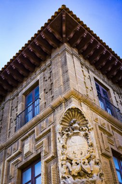 Barcelona, İspanya - 13 Ocak 2018: mimari karmaşık Poble Espanyol ülkenin geleneksel mimarisinin. Barselona'da düzenlenen bir uluslararası sergi için 1929 yılında oluşturulan. 