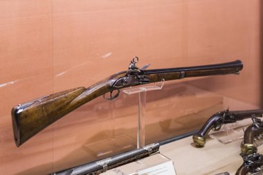 Madrid, İspanya - 28 Mart 2018:İspanya Donanması'nın Madrid tarihindeki Denizcilik Müzesi tarihi eser modellerini . 