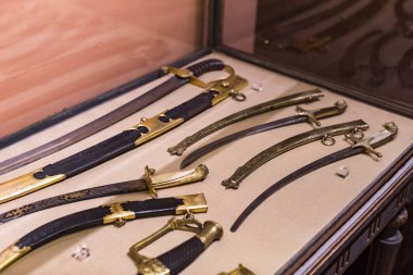 Madrid, İspanya - 28 Mart 2018:İspanya Donanması'nın Madrid tarihindeki Denizcilik Müzesi tarihi eser modellerini . 