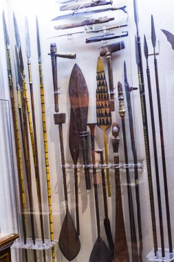 Madrid, İspanya - 28 Mart 2018:İspanya Donanması'nın Madrid tarihindeki Denizcilik Müzesi tarihi eser modellerini . 