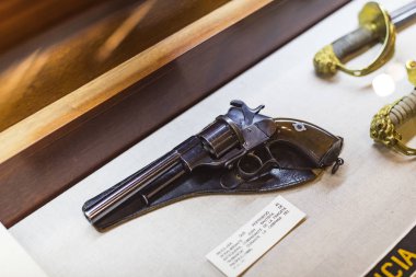 Madrid, İspanya - 28 Mart 2018:İspanya Donanması'nın Madrid tarihindeki Denizcilik Müzesi tarihi eser modellerini . 