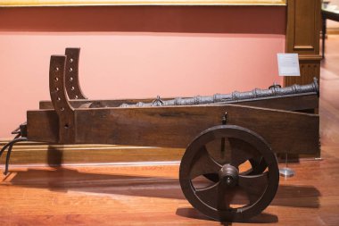 Madrid, İspanya - 28 Mart 2018:İspanya Donanması'nın Madrid tarihindeki Denizcilik Müzesi tarihi eser modellerini . 