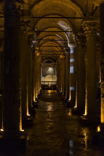 Underground Cistern Basilica Sunken Yerebatan Saray Largest Ancient Constantinople Present — Stock Photo, Image