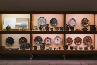 MÜZİK, Almanya - 27 Kasım 2018: Münih 'teki Bavyera Ulusal Müzesi' nde yemek pişirme tarihi ve koleksiyonu sergisi. 