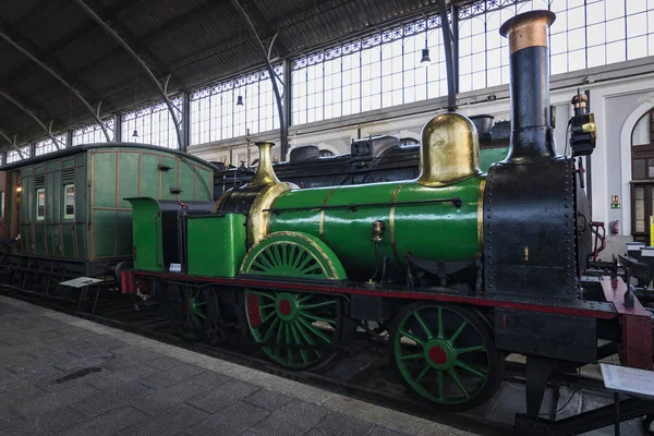 Madrid Espagne Mars 2018 Voitures Intérieures Compartiment Ferroviaire Dans Musée — Photo