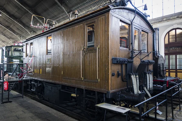 Madrid Espagne Mars 2018 Voitures Intérieures Compartiment Ferroviaire Dans Musée — Photo