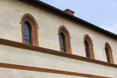 Milano 'daki Sforza Kalesi' nin mimarisinin elementleri.. 