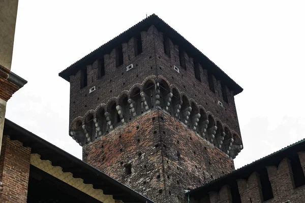 Elementos Arquitetura Antigo Castelo Sforza Milão Itália — Fotografia de Stock