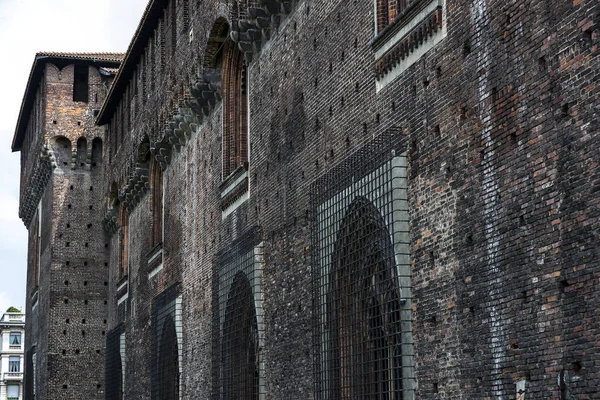 Elementos Arquitectura Del Antiguo Castillo Sforza Milán Italia — Foto de Stock