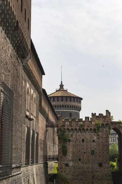 Elementen Van Architectuur Van Het Oude Kasteel Van Sforza Milaan — Stockfoto