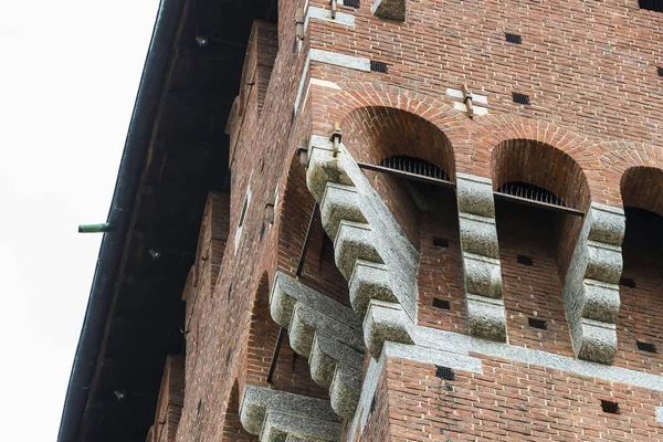Elementos Arquitetura Antigo Castelo Sforza Milão Itália — Fotografia de Stock