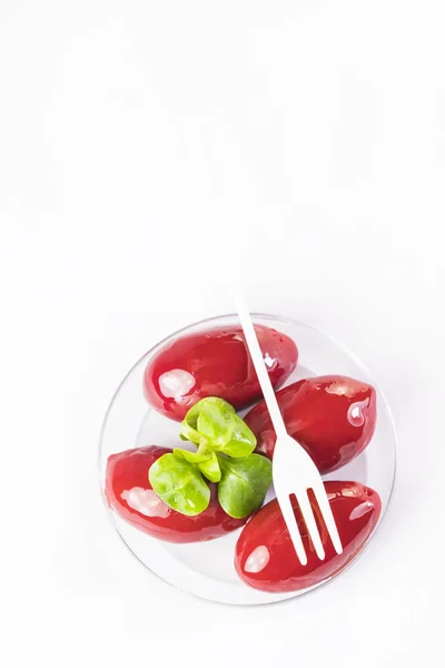 Mini Snacks Buffet Banquet Plastic Bowl White Background — Stock Photo, Image