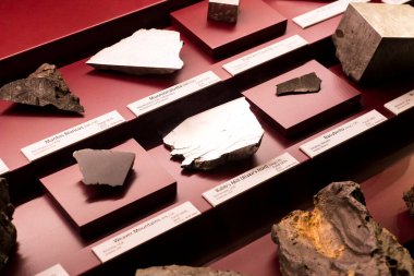 VIENNA, AUSTRIA - 3 Eylül 2018: Göktaşı koleksiyonu Viyana Doğa Tarihi Müzesi 'ni temsil etmektedir