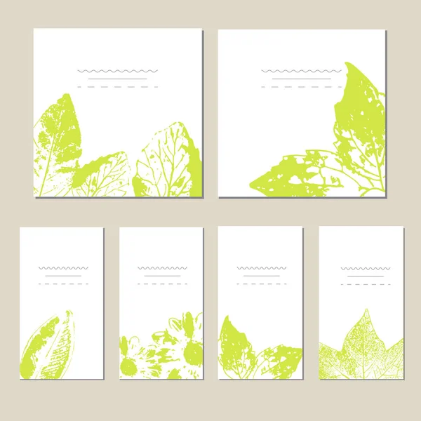 Collection of vector template label, visit cards, square greeting cards and banners with home plants, wild flowers and herbs. Vector Graphics