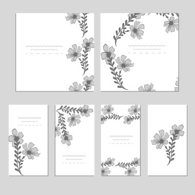 Yabani çiçek yaprakları ile botanik kartı. Bahar süsleme kavramı. Çiçek poster, davet.