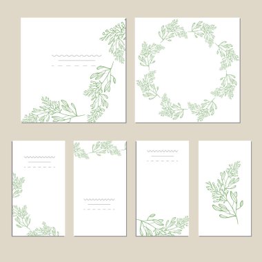 Yabani çiçek yaprakları ile botanik kartı. Bahar süsleme kavramı. Çiçek poster, davet.