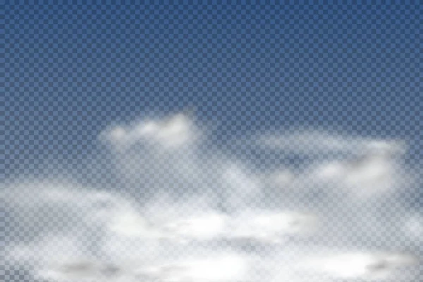 Реалістичні Ізольовані Прозорі Хмари Туман Або Дим Синьому Фоні Вектор — стокове фото