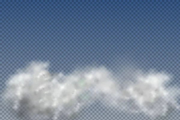 現実的な隔離された透明な雲 青い背景の霧か煙 ウェブ プリント用ベクトルデザイン形状 — ストック写真