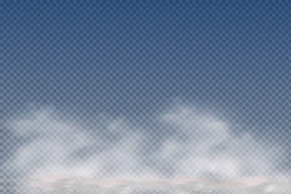 Nubes Realistas Aisladas Transparentes Niebla Humo Sobre Fondo Azul Vector —  Fotos de Stock
