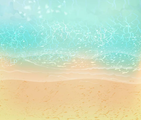 夏天的海滩尽收眼底 浪涌浪涌浪涌 桑迪海滨岩石 黄沙和热带海滨海岸的矢量图 — 图库矢量图片