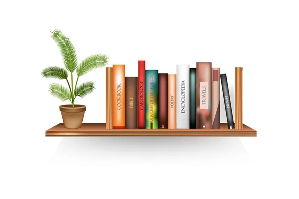 Bestseller Mockup Met Cover Stand Plank Bibliotheek Winkel Realistische Boek — Stockvector