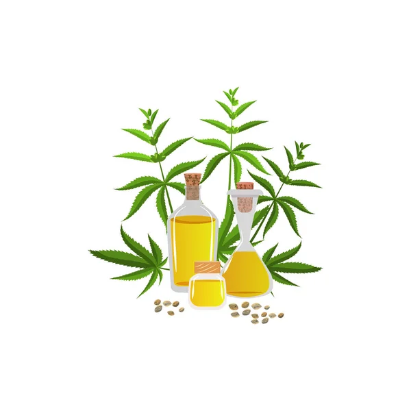 Marijuana Oil Bottle Set — Stock Vector