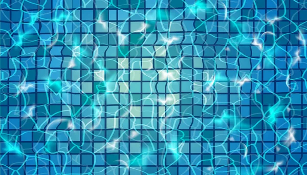 Yüzme havuzunda mavi su, halkalar, dalgalar ve röfle. 