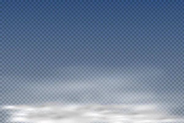 Realistische geïsoleerde en transparante wolken, mist of rook op een blauwe achtergrond. — Stockvector
