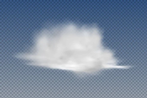 Realistyczne pojedyncze i przejrzyste chmury, mgła lub dym na niebieskim tle. — Wektor stockowy