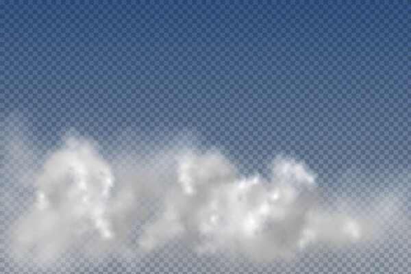 Realistic isolated and transparent clouds,fog or smoke on a blue background.