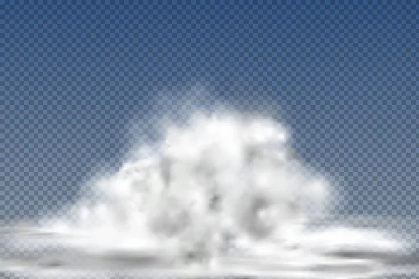 Realistic isolated and transparent clouds,fog or smoke on a blue background. — Stock Vector