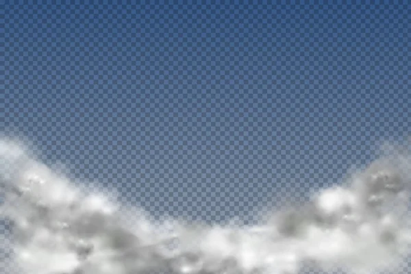 Gerçekçi izole ve şeffaf bulutlar, mavi arka planda sis veya duman.