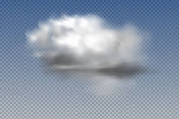 Set awan yang realistis terisolasi dan transparan, kabut atau asap pada latar belakang biru. - Stok Vektor